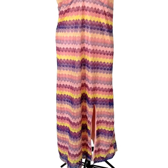Wild Fable Multicolor Chevron Halter Maxi Dress With Open Back & Side Slit Size - Picture 4 of 9